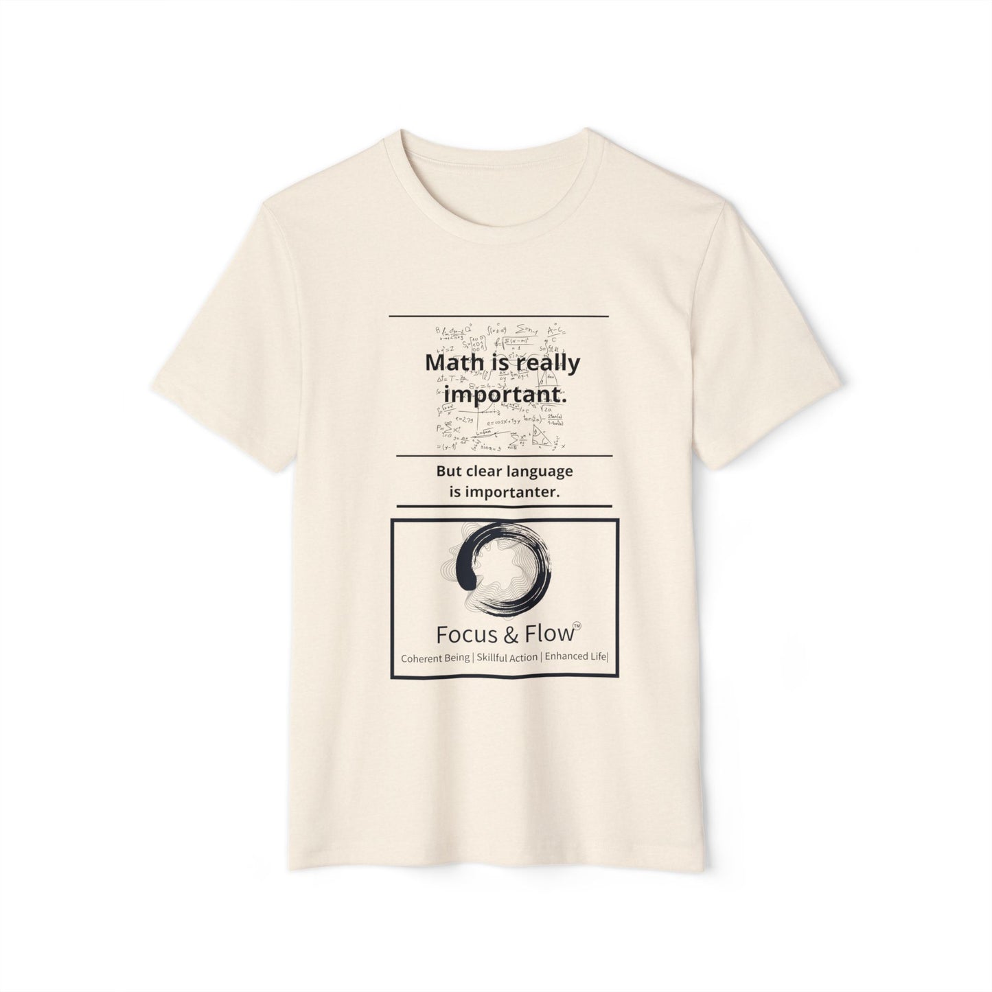 Language and Math Mindfulness Tee: Recycled Organic Unisex T-Shirt, Gift for Yogis, Eco-Friendly Shirt, Meditation Wear, Relaxation Outfit