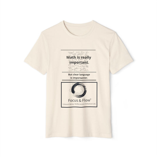 Language&Math-Mindfulness Tee: Recycled Organic Unisex T-Shirt, Gift for Yogis, Eco-Friendly Shirt, Meditation Wear, Relaxation Outfit