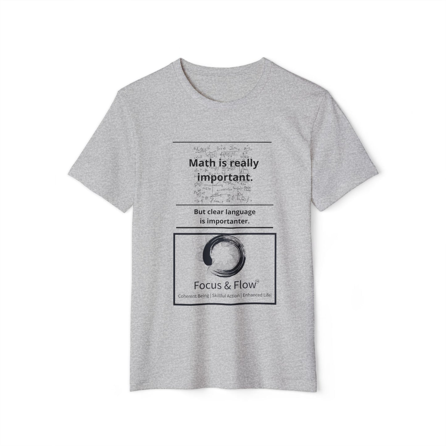 Language&Math-Mindfulness Tee: Recycled Organic Unisex T-Shirt, Gift for Yogis, Eco-Friendly Shirt, Meditation Wear, Relaxation Outfit