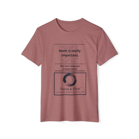 Language&Math-Mindfulness Tee: Recycled Organic Unisex T-Shirt, Gift for Yogis, Eco-Friendly Shirt, Meditation Wear, Relaxation Outfit