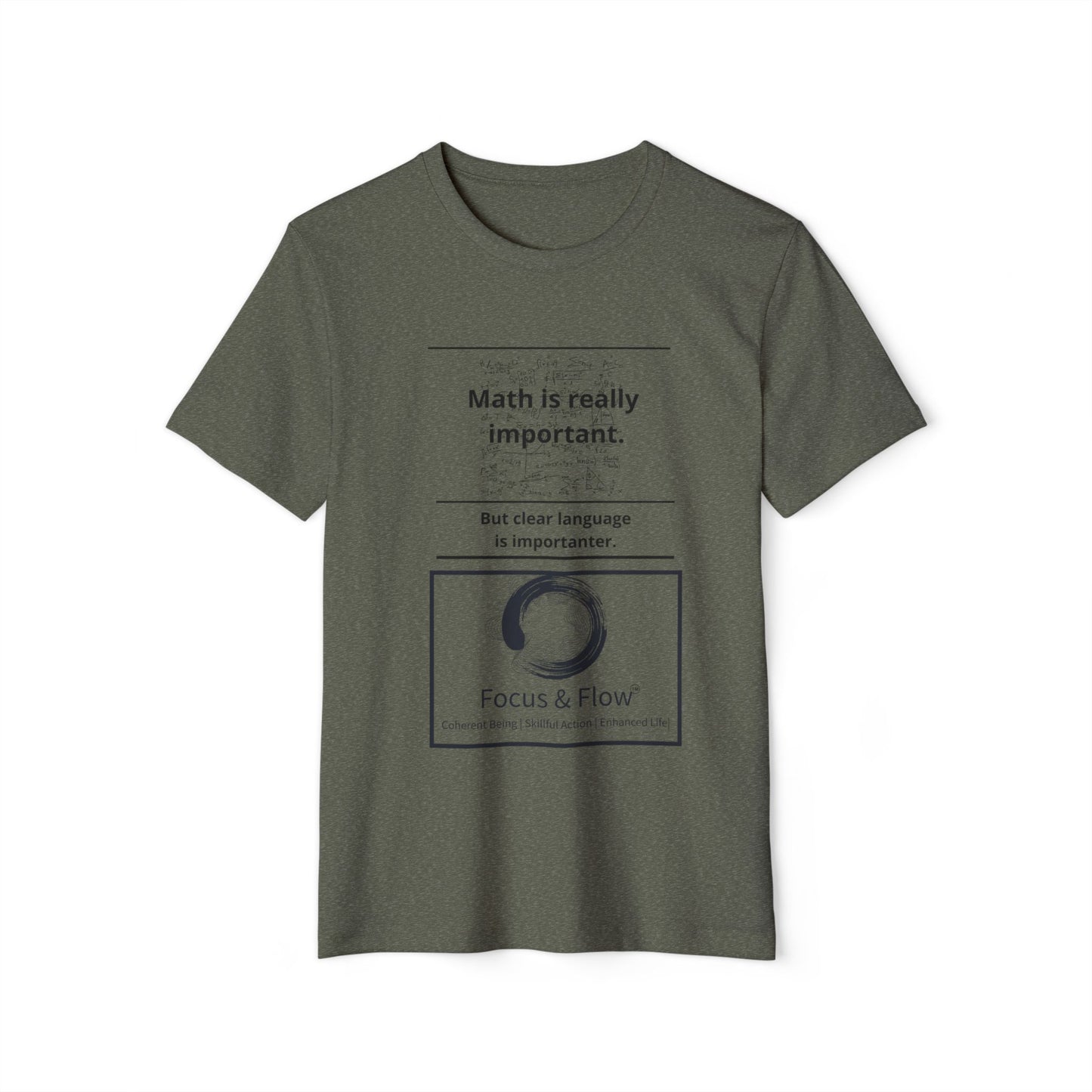 Language and Math Mindfulness Tee: Recycled Organic Unisex T-Shirt, Gift for Yogis, Eco-Friendly Shirt, Meditation Wear, Relaxation Outfit