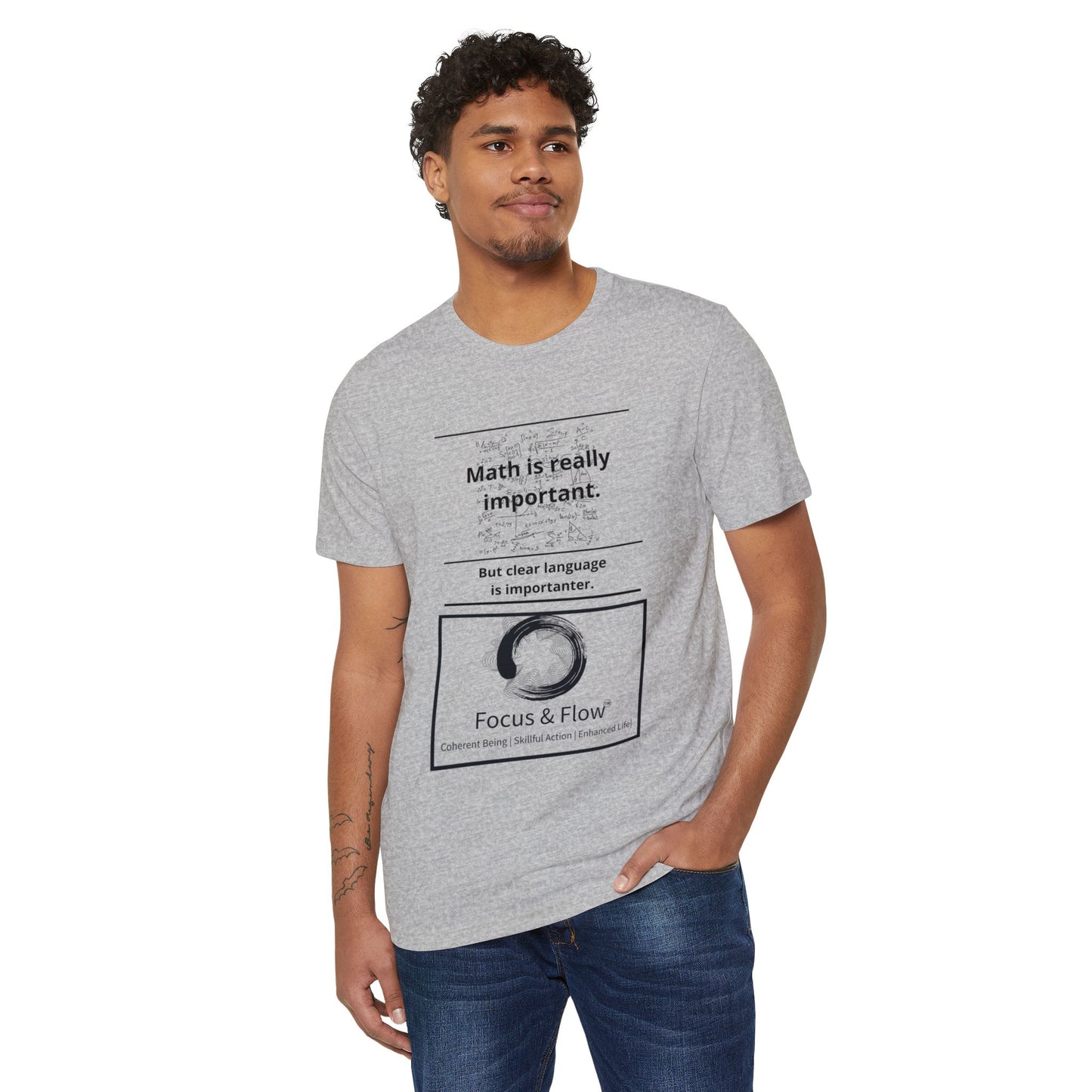 Language and Math Mindfulness Tee: Recycled Organic Unisex T-Shirt, Gift for Yogis, Eco-Friendly Shirt, Meditation Wear, Relaxation Outfit