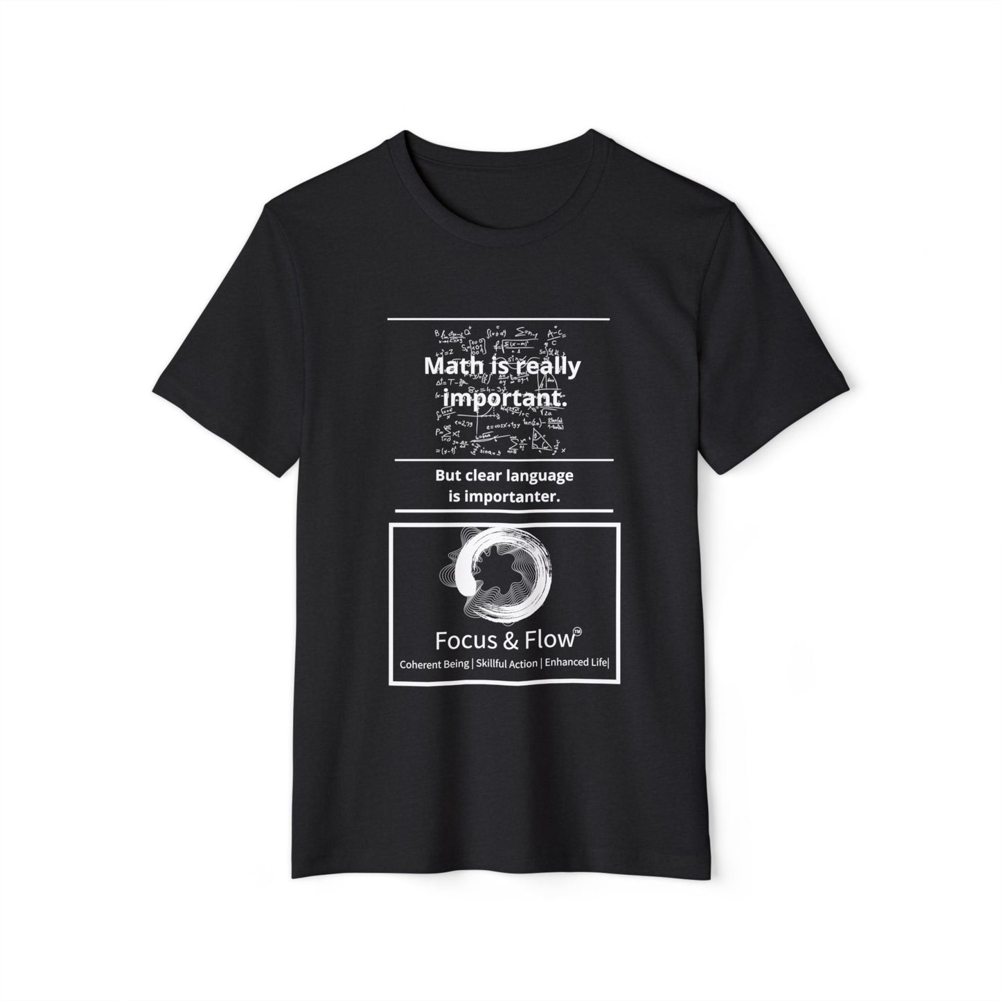 Language and Math Mindfulness Tee: Recycled Organic Unisex T-Shirt, Gift for Yogis, Eco-Friendly Shirt, Meditation Wear, Relaxation Outfit