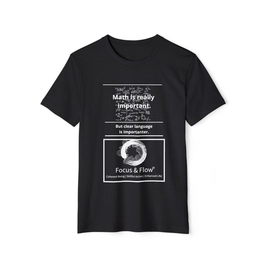 Language and Math Mindfulness Tee: Recycled Organic Unisex T-Shirt, Gift for Yogis, Eco-Friendly Shirt, Meditation Wear, Relaxation Outfit