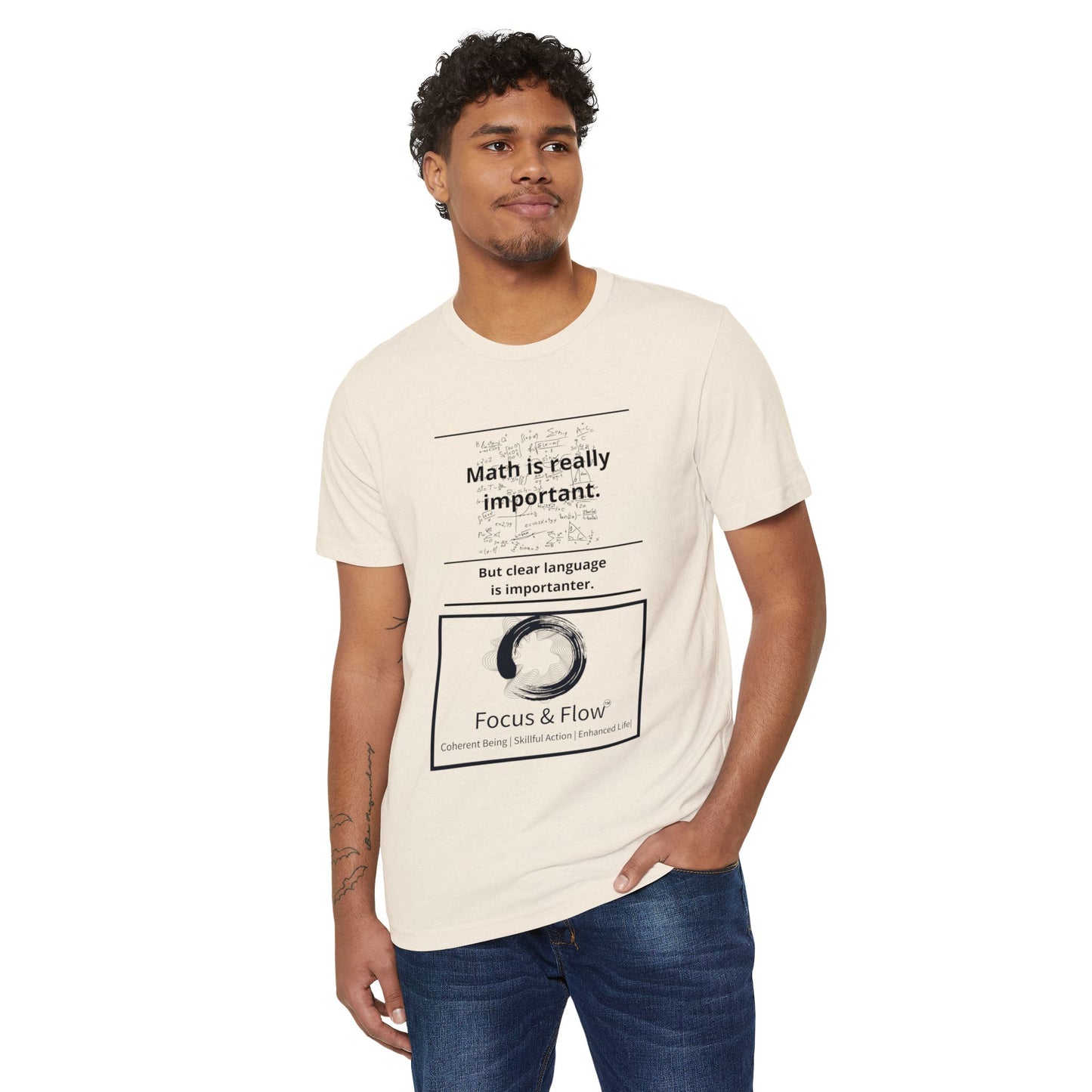 Language and Math Mindfulness Tee: Recycled Organic Unisex T-Shirt, Gift for Yogis, Eco-Friendly Shirt, Meditation Wear, Relaxation Outfit