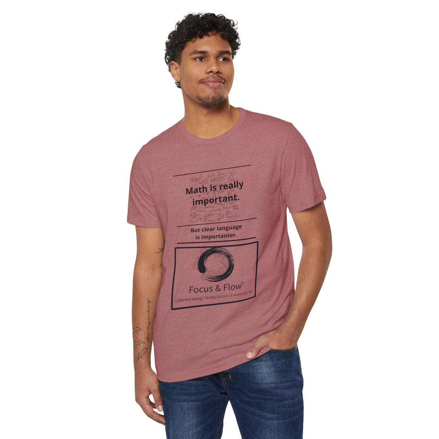 Language&Math-Mindfulness Tee: Recycled Organic Unisex T-Shirt, Gift for Yogis, Eco-Friendly Shirt, Meditation Wear, Relaxation Outfit